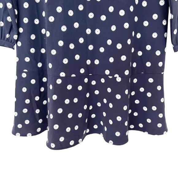 Loft Navy Blue White Polka Dot Long Sleeve Dress Sz 6 - Picture 4 of 8